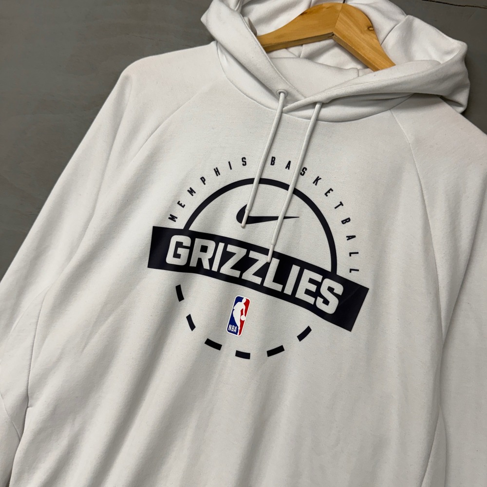 Nike Memphis Grizzlies Hoodie White NBA Dri-FIT Basketball Pullover Large - Picture 2 of 8